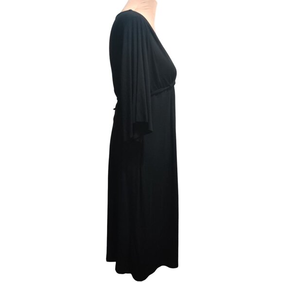 Olian XS Black V-Neck Maternity Dress Empire Tie Waist Knit USA Made Minimalist - Picture 8 of 8